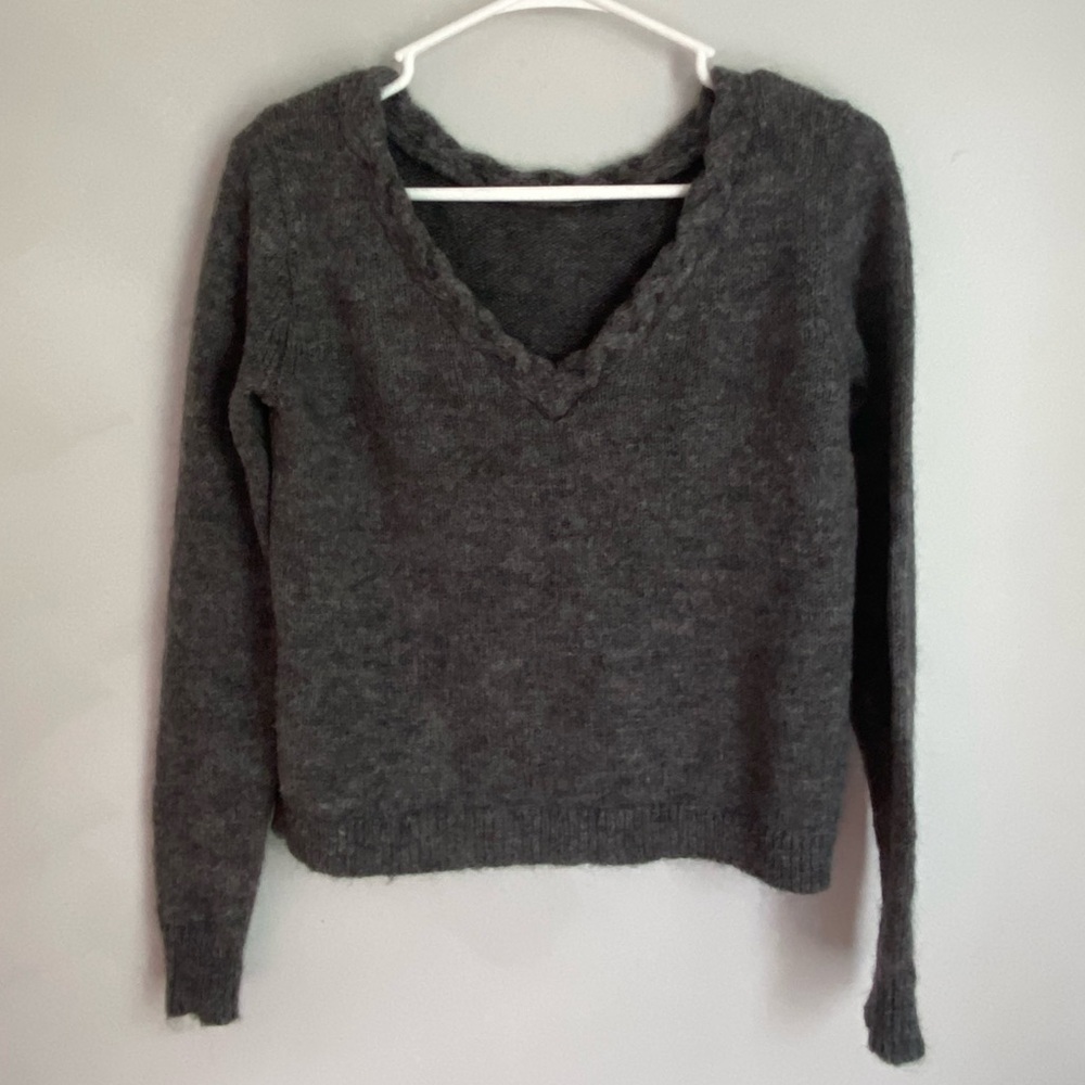 Madewell Collaboration with Sezane Dark Charcoal V-neck Sweater